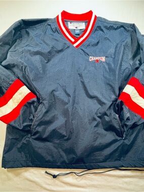 Vintage 90s Champion Windbreaker Pullover Navy Men’s Large Embroidered Logo